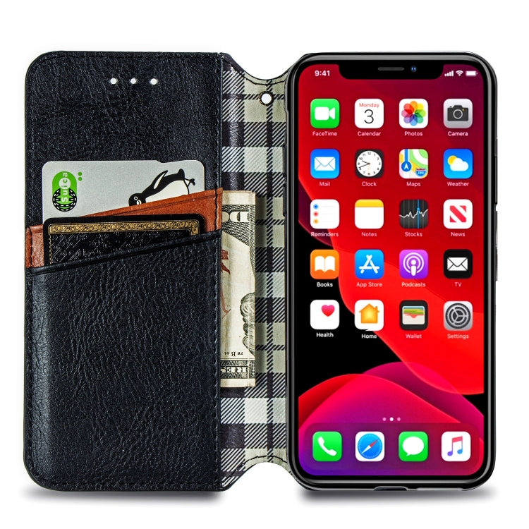 For iPhone XR Cubic Grid Pressed Horizontal Flip Magnetic Leather Case with Holder & Card Slots & Wallet