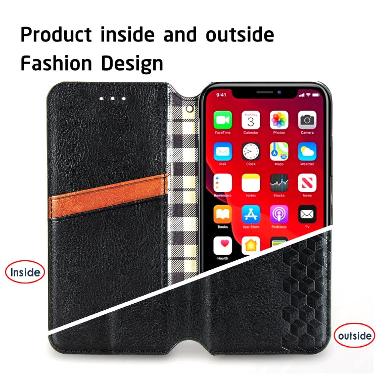 For iPhone XR Cubic Grid Pressed Horizontal Flip Magnetic Leather Case with Holder & Card Slots & Wallet