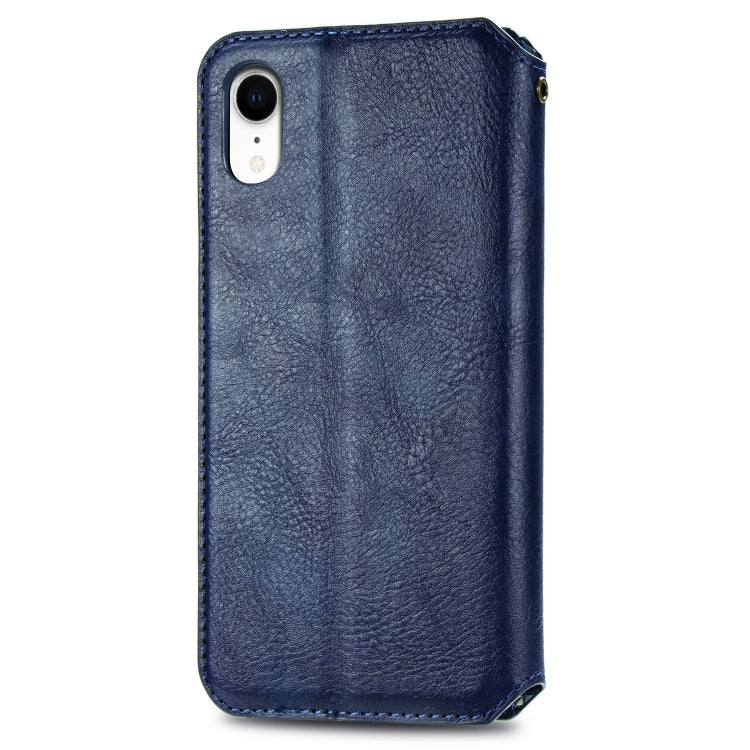For iPhone XR Cubic Grid Pressed Horizontal Flip Magnetic Leather Case with Holder & Card Slots & Wallet