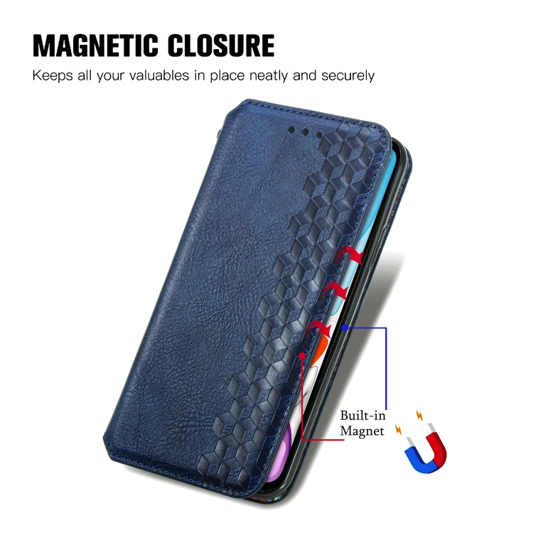 For iPhone XR Cubic Grid Pressed Horizontal Flip Magnetic Leather Case with Holder & Card Slots & Wallet
