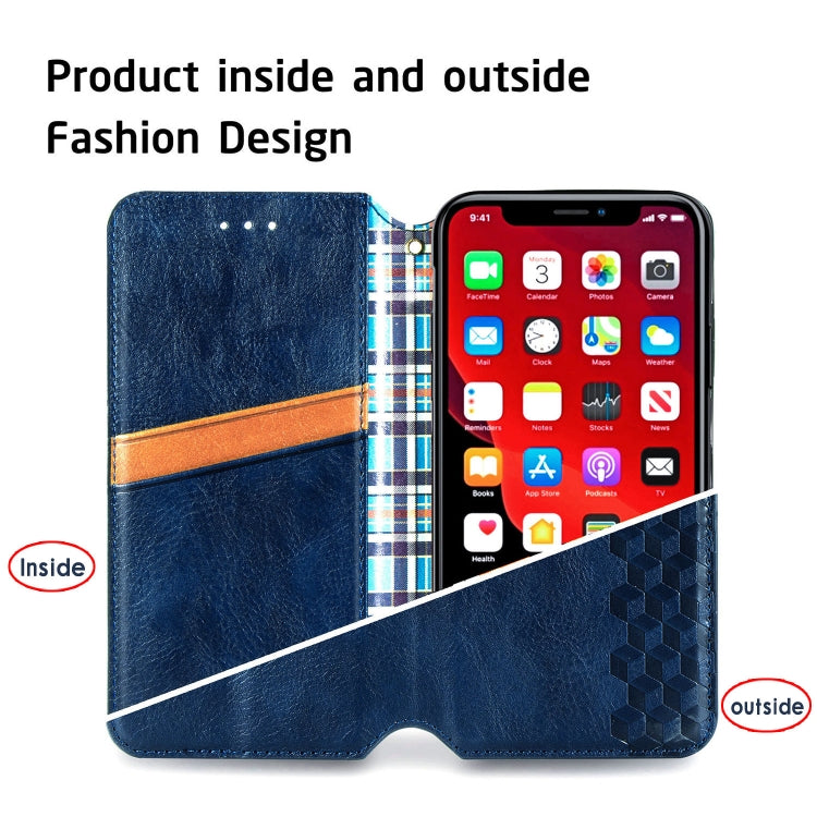 For iPhone XR Cubic Grid Pressed Horizontal Flip Magnetic Leather Case with Holder & Card Slots & Wallet