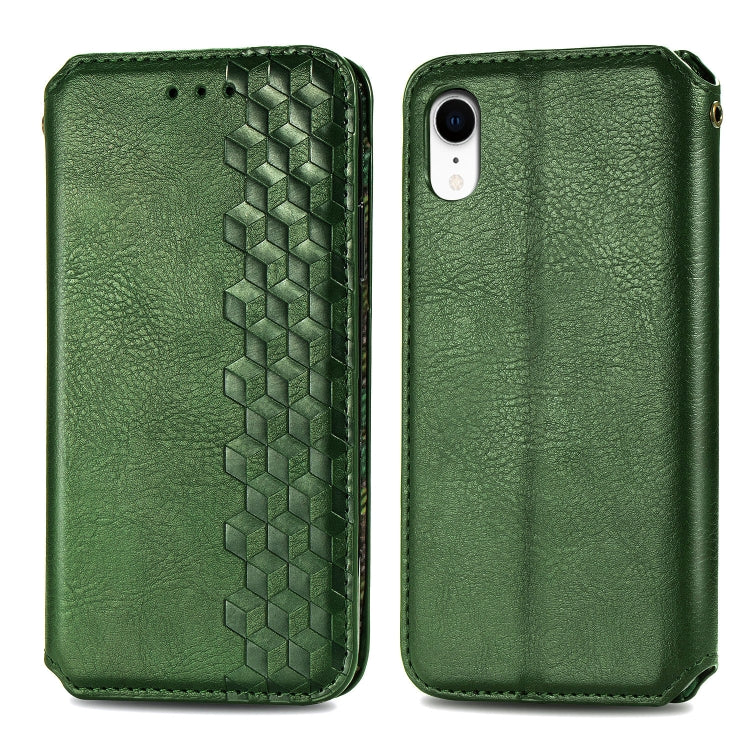 For iPhone XR Cubic Grid Pressed Horizontal Flip Magnetic Leather Case with Holder & Card Slots & Wallet