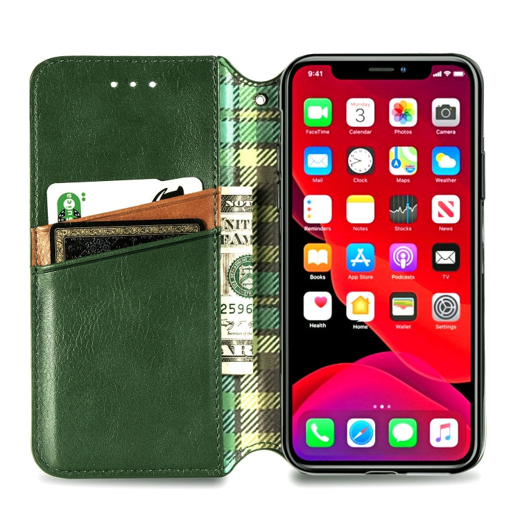 For iPhone XR Cubic Grid Pressed Horizontal Flip Magnetic Leather Case with Holder & Card Slots & Wallet