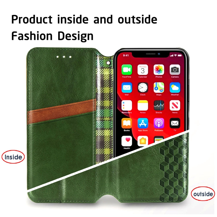 For iPhone XR Cubic Grid Pressed Horizontal Flip Magnetic Leather Case with Holder & Card Slots & Wallet