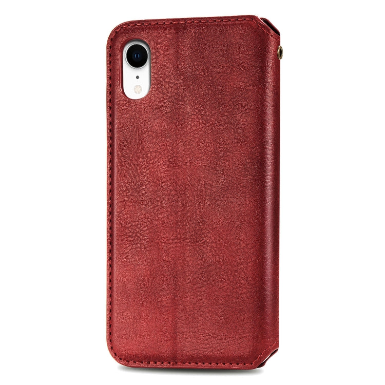 For iPhone XR Cubic Grid Pressed Horizontal Flip Magnetic Leather Case with Holder & Card Slots & Wallet