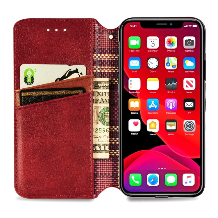 For iPhone XR Cubic Grid Pressed Horizontal Flip Magnetic Leather Case with Holder & Card Slots & Wallet