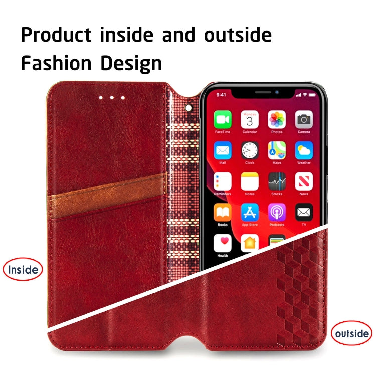 For iPhone XR Cubic Grid Pressed Horizontal Flip Magnetic Leather Case with Holder & Card Slots & Wallet