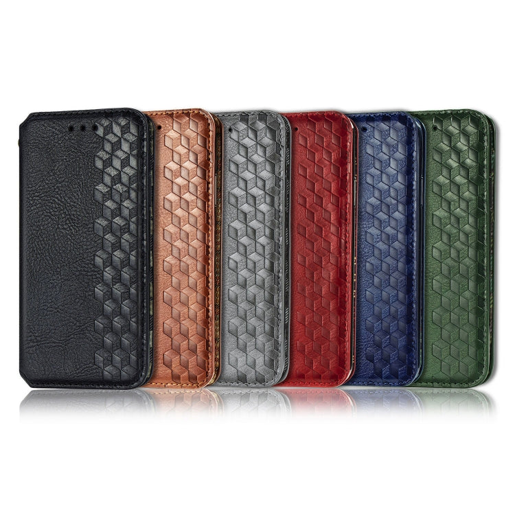 For iPhone XR Cubic Grid Pressed Horizontal Flip Magnetic Leather Case with Holder & Card Slots & Wallet