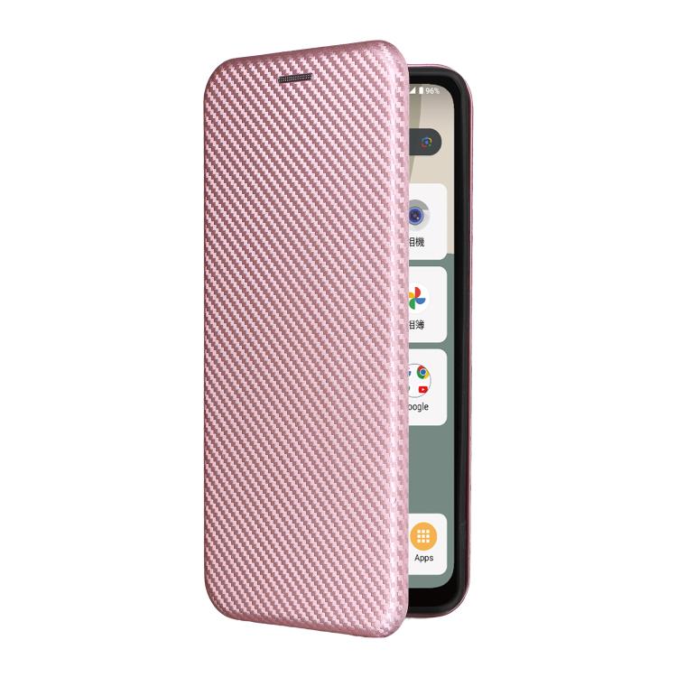 For Sharp Aquos wish5 Carbon Fiber Texture Flip Leather Phone Case