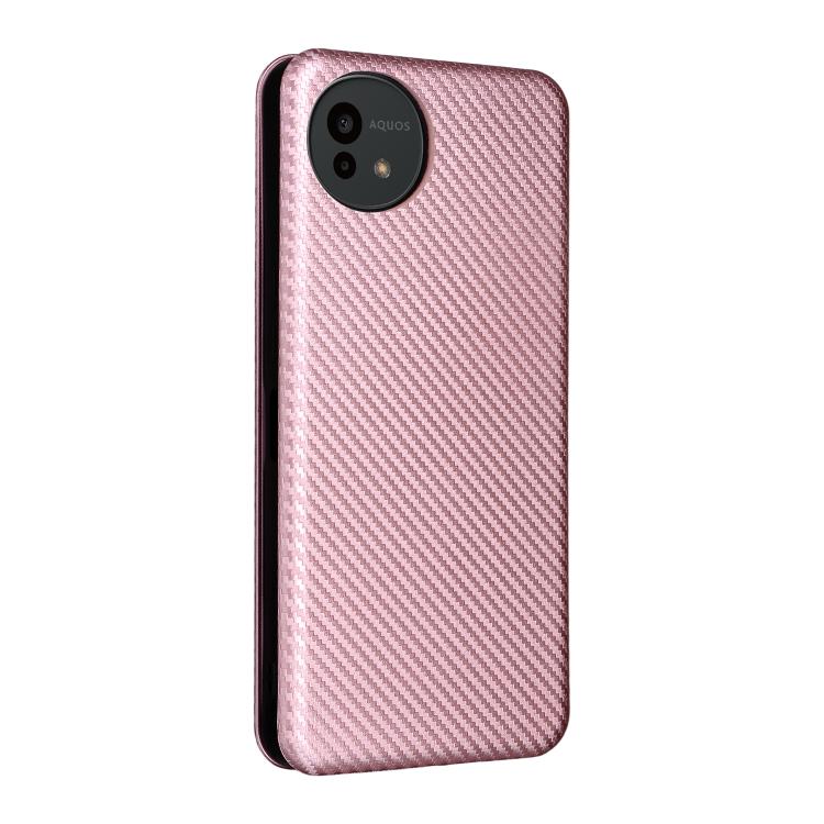 For Sharp Aquos wish5 Carbon Fiber Texture Flip Leather Phone Case