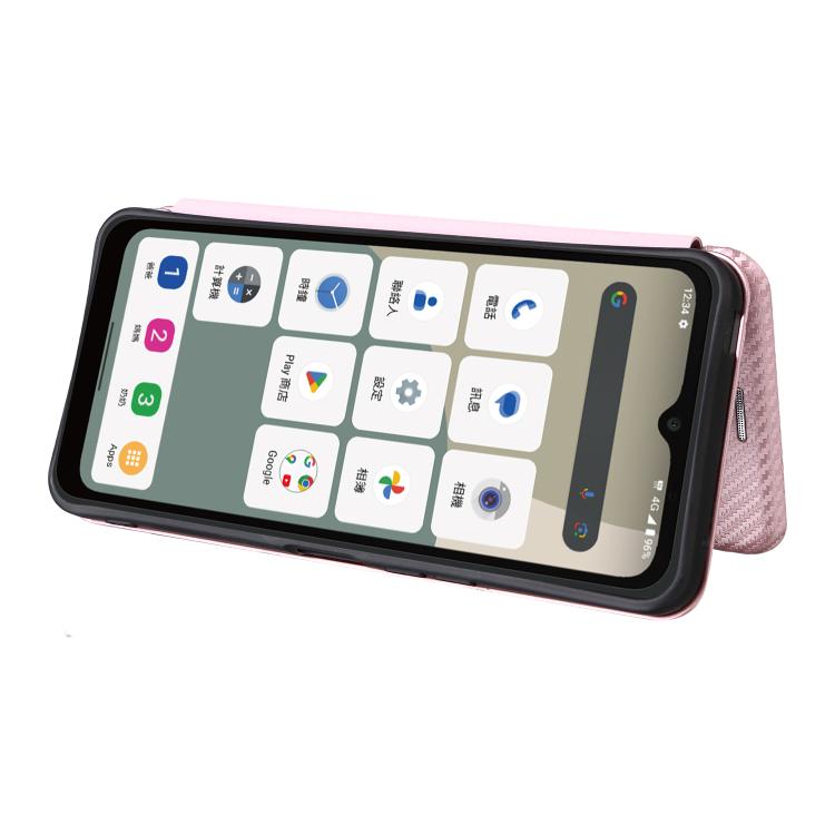 For Sharp Aquos wish5 Carbon Fiber Texture Flip Leather Phone Case