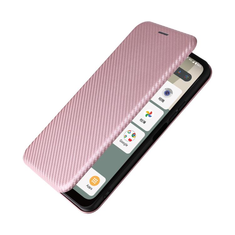 For Sharp Aquos wish5 Carbon Fiber Texture Flip Leather Phone Case