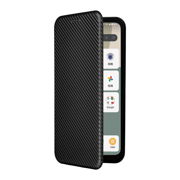 For Sharp Aquos wish5 Carbon Fiber Texture Flip Leather Phone Case