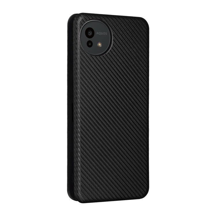 For Sharp Aquos wish5 Carbon Fiber Texture Flip Leather Phone Case