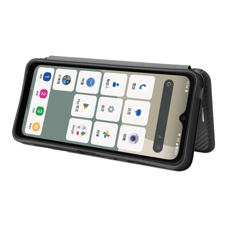 For Sharp Aquos wish5 Carbon Fiber Texture Flip Leather Phone Case