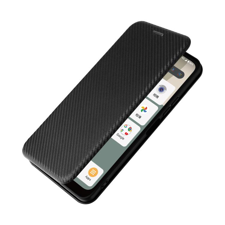 For Sharp Aquos wish5 Carbon Fiber Texture Flip Leather Phone Case