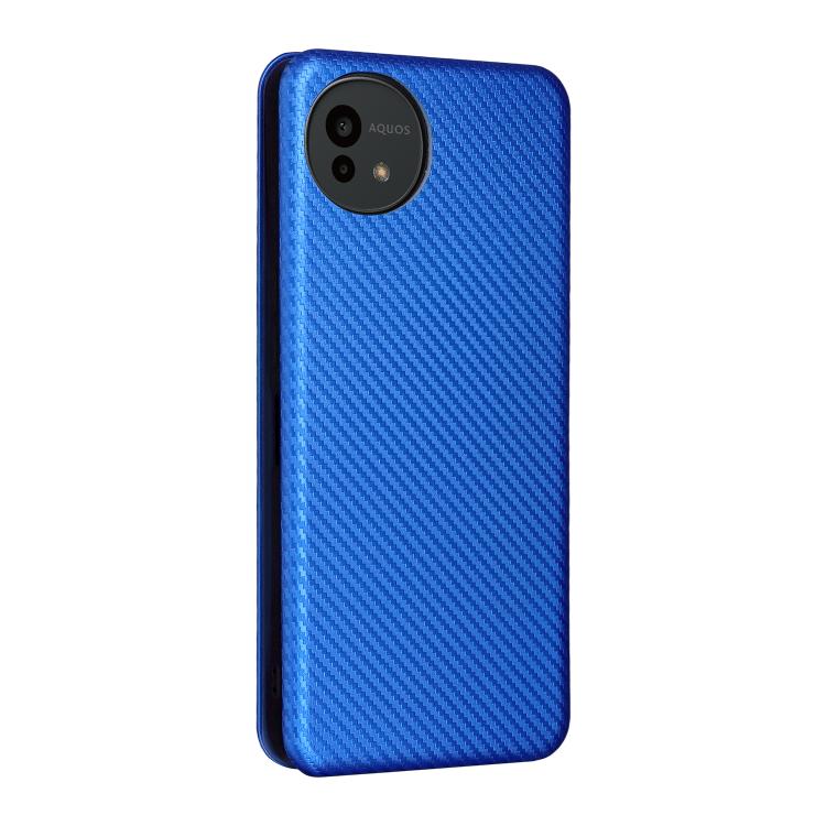 For Sharp Aquos wish5 Carbon Fiber Texture Flip Leather Phone Case