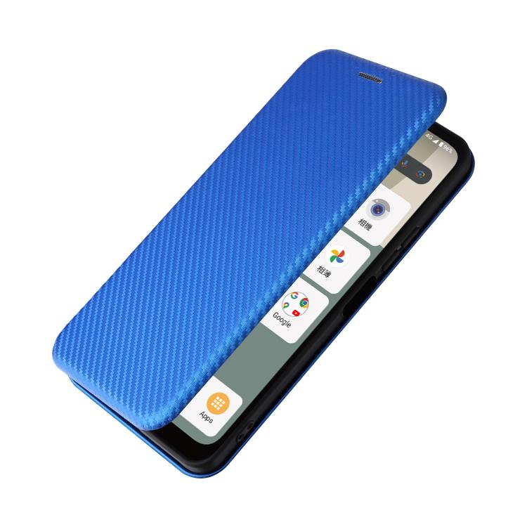 For Sharp Aquos wish5 Carbon Fiber Texture Flip Leather Phone Case