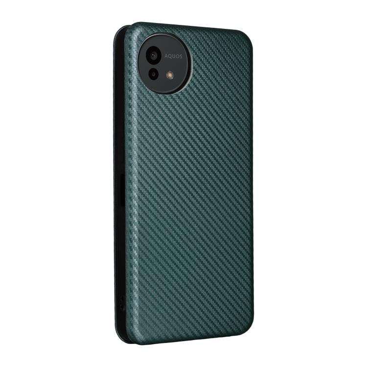 For Sharp Aquos wish5 Carbon Fiber Texture Flip Leather Phone Case