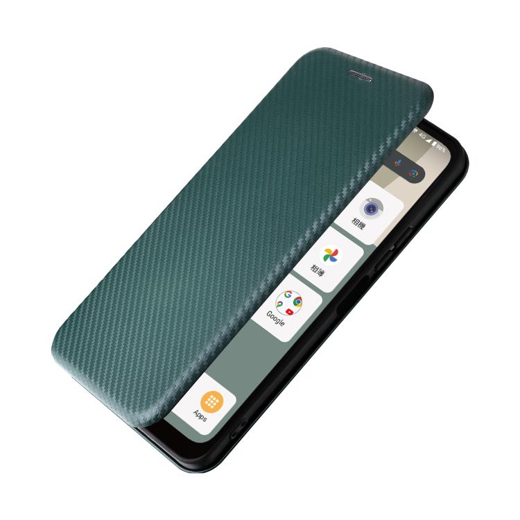 For Sharp Aquos wish5 Carbon Fiber Texture Flip Leather Phone Case