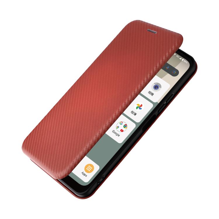 For Sharp Aquos wish5 Carbon Fiber Texture Flip Leather Phone Case