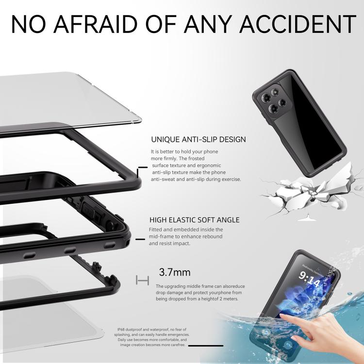 For Motorola Moto G Play 2026 RedPepper IP68 Life Waterproof Phone Case - Black
