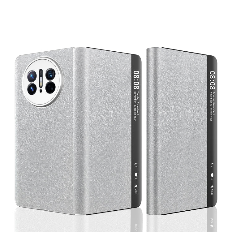 For Huawei Mate X3 Retro Magnetic Side Window View Leather Smart Phone Case