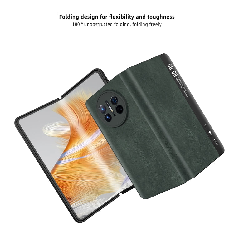 For Huawei Mate X3 Retro Magnetic Side Window View Leather Smart Phone Case