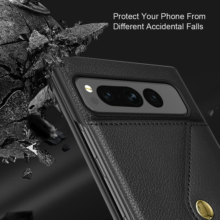 For Google Pixel Fold Litchi Texture Integrated Phone Case with Card Bag
