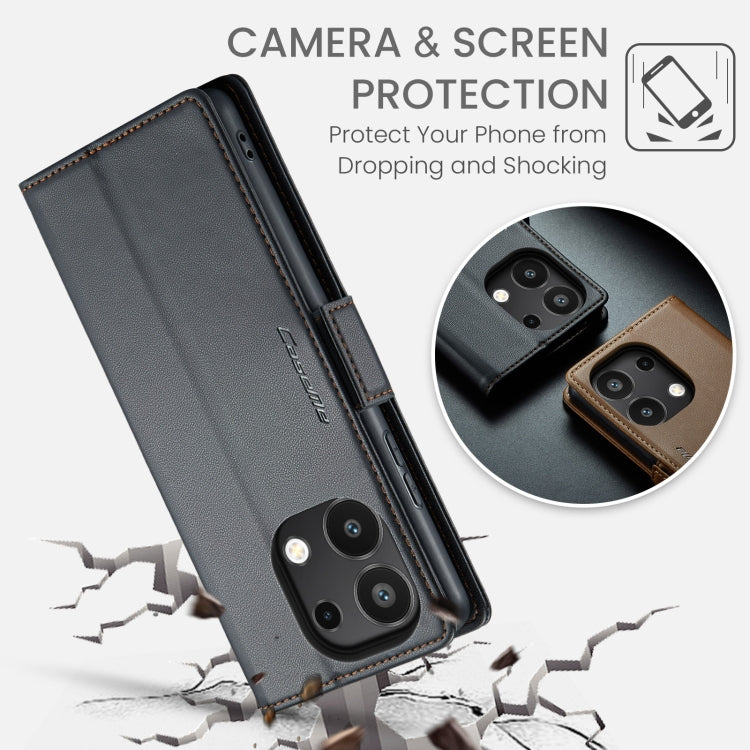 For Xiaomi Redmi Note 13 4G CaseMe 023 Butterfly Buckle Litchi Texture RFID Anti-theft Leather Phone Case