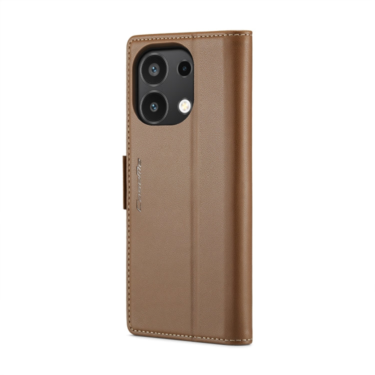For Xiaomi Redmi Note 13 4G CaseMe 023 Butterfly Buckle Litchi Texture RFID Anti-theft Leather Phone Case