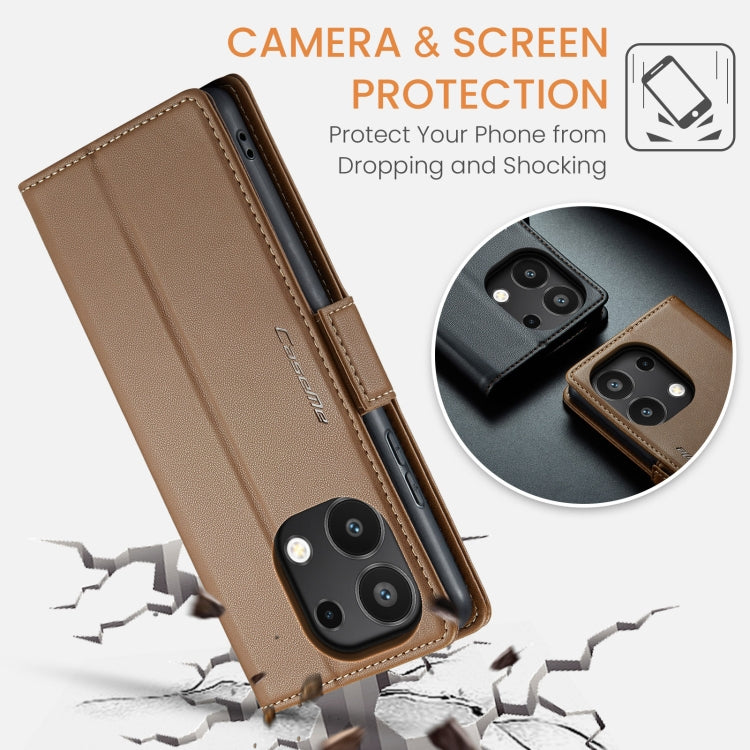 For Xiaomi Redmi Note 13 4G CaseMe 023 Butterfly Buckle Litchi Texture RFID Anti-theft Leather Phone Case