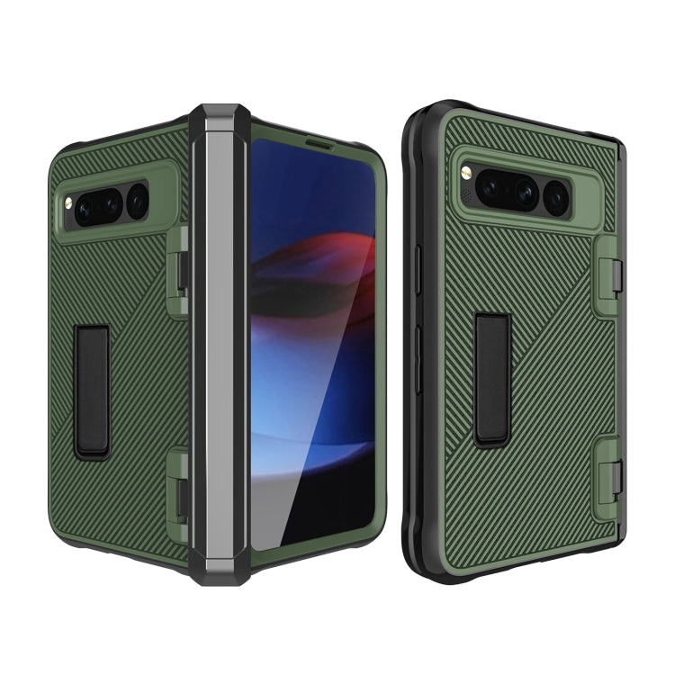 For Google Pixel Fold Twill Texture Integrated Shockproof Phone Case with Holder