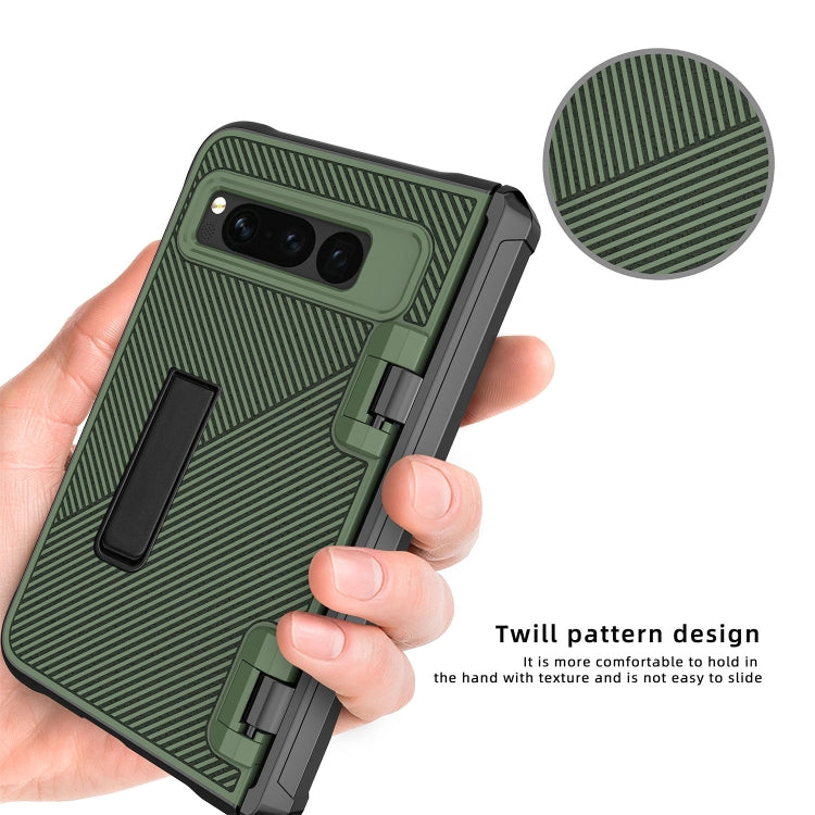For Google Pixel Fold Twill Texture Integrated Shockproof Phone Case with Holder