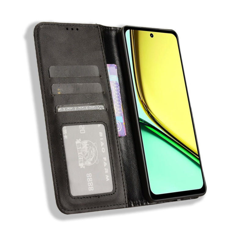 For Realme 12 Lite 4G Magnetic Buckle Retro Texture Leather Phone Case