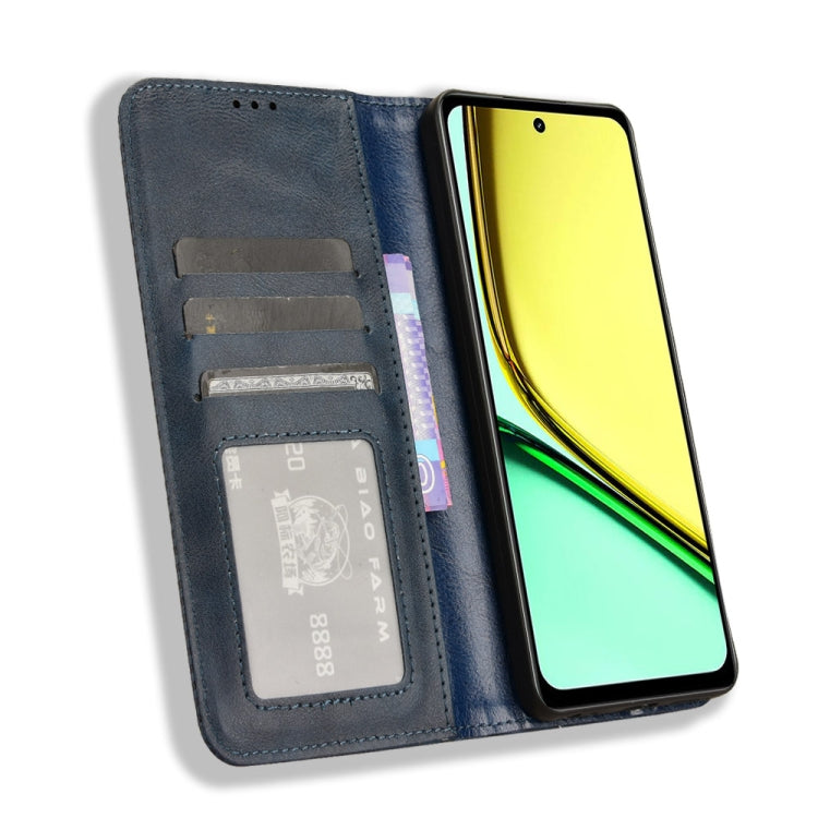 For Realme 12 Lite 4G Magnetic Buckle Retro Texture Leather Phone Case