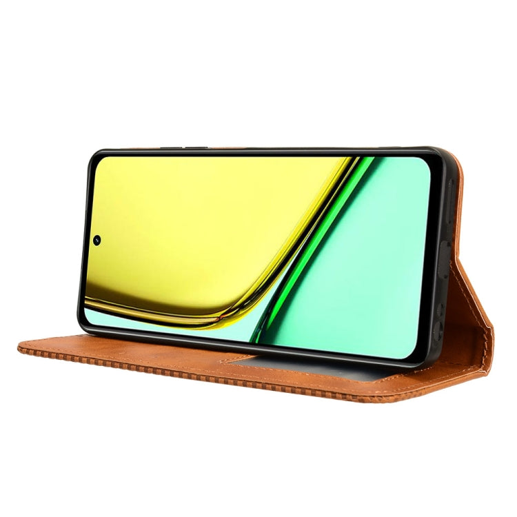 For Realme 12 Lite 4G Magnetic Buckle Retro Texture Leather Phone Case