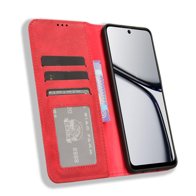 For Realme C65 4G Magnetic Buckle Retro Texture Leather Phone Case