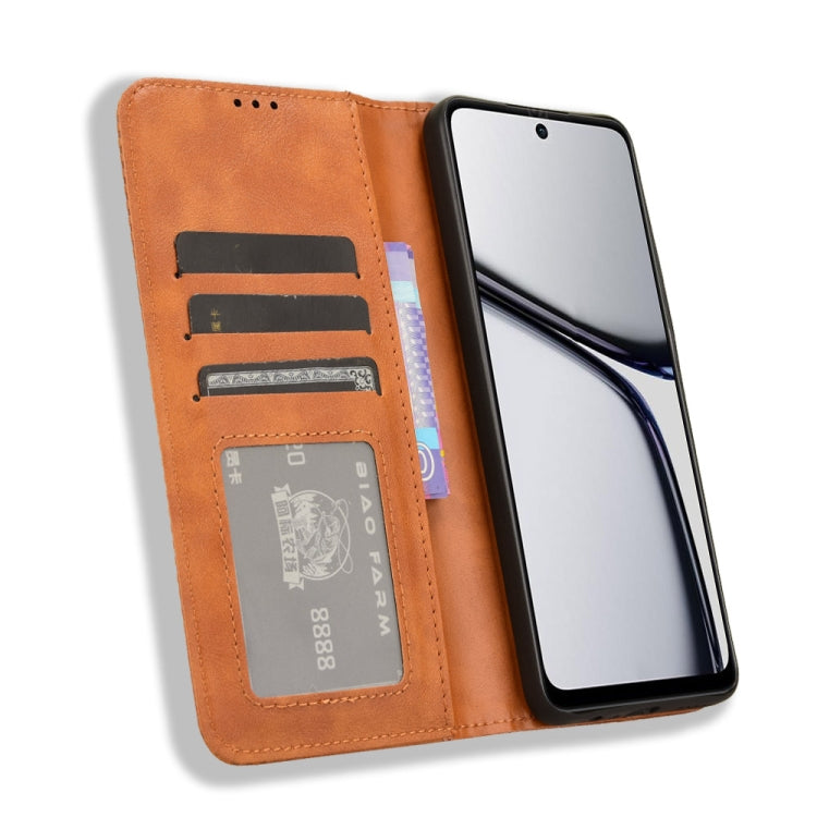 For Realme C65 4G Magnetic Buckle Retro Texture Leather Phone Case