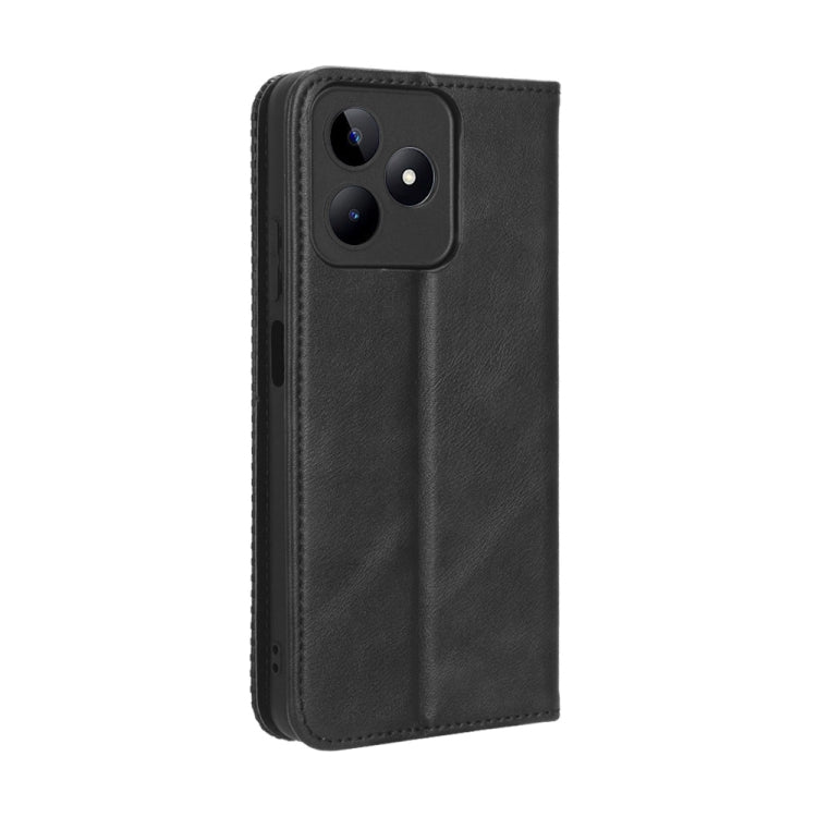 For Realme Note 50 4G Magnetic Buckle Retro Texture Leather Phone Case