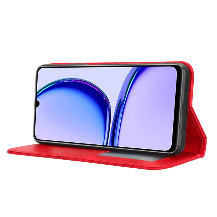 For Realme Note 50 4G Magnetic Buckle Retro Texture Leather Phone Case