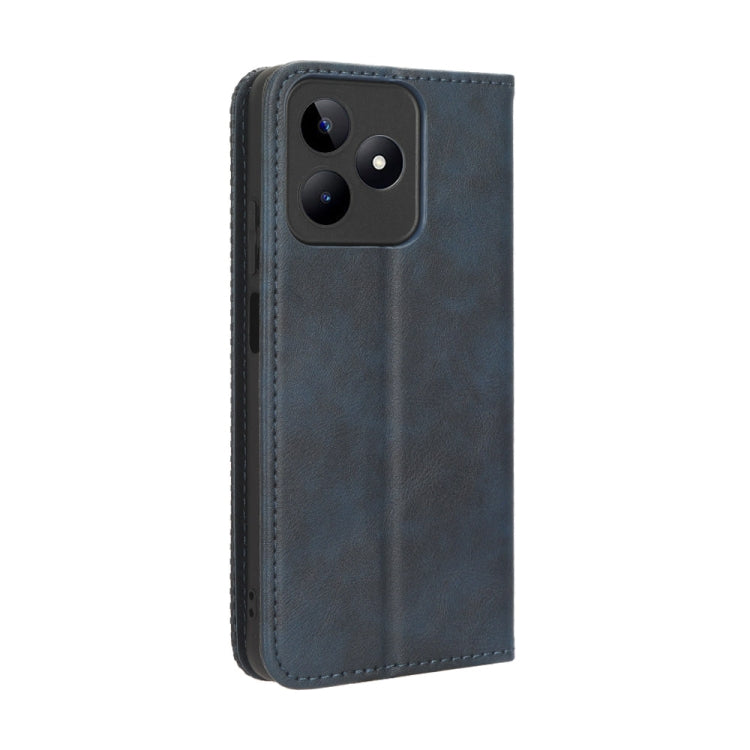 For Realme Note 50 4G Magnetic Buckle Retro Texture Leather Phone Case