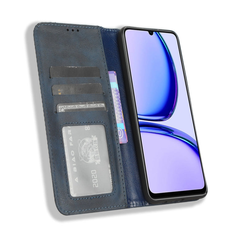 For Realme Note 50 4G Magnetic Buckle Retro Texture Leather Phone Case