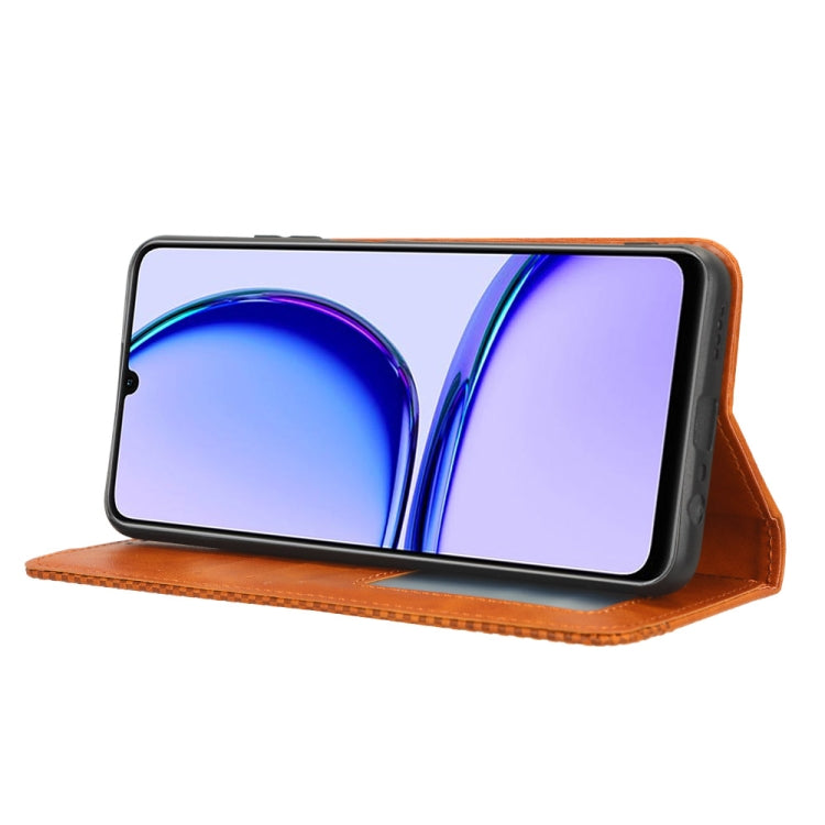 For Realme Note 50 4G Magnetic Buckle Retro Texture Leather Phone Case