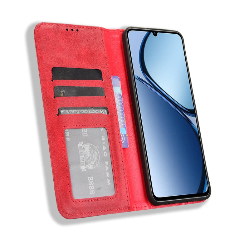 For Realme C63 4G / C61 4G / Narzo N63 4G Magnetic Buckle Retro Texture Leather Phone Case