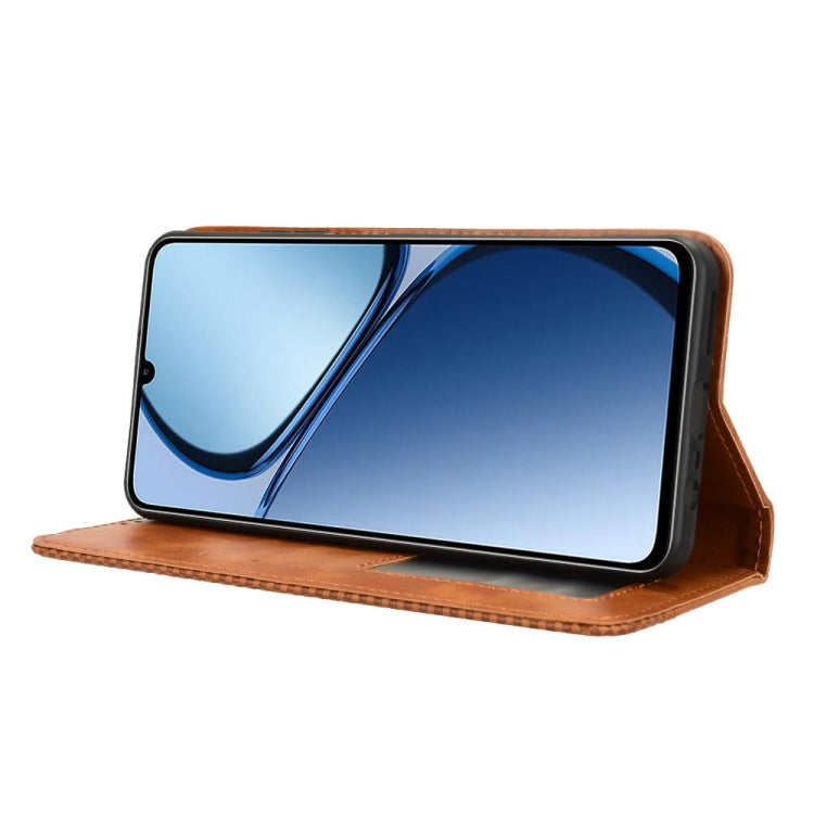 For Realme C63 4G / C61 4G / Narzo N63 4G Magnetic Buckle Retro Texture Leather Phone Case
