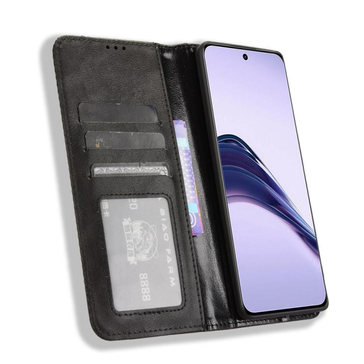 For Realme 13+ 5G Global Magnetic Buckle Retro Texture Leather Phone Case