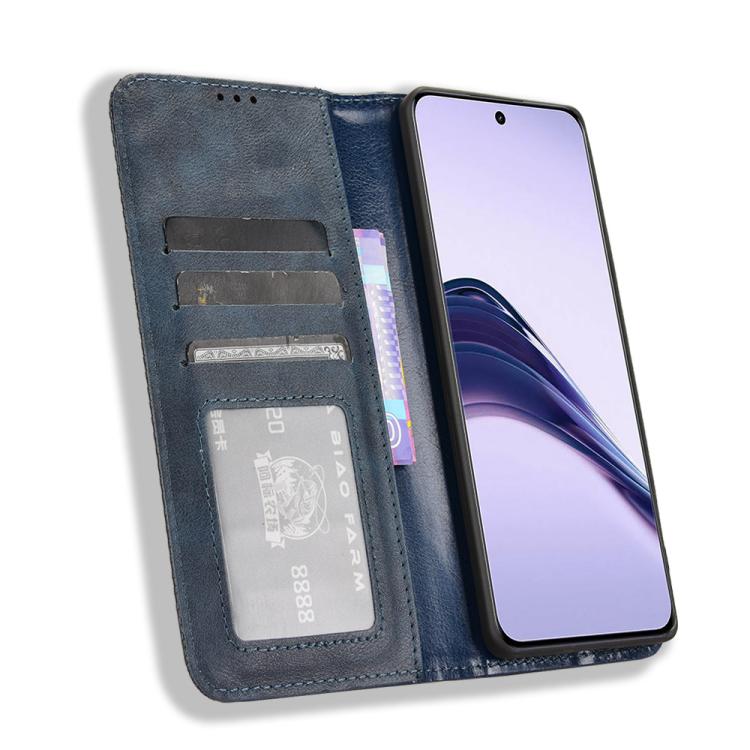 For Realme 13+ 5G Global Magnetic Buckle Retro Texture Leather Phone Case