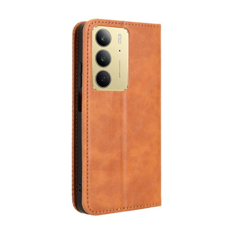 For Realme C75 4G Magnetic Buckle Retro Texture Leather Phone Case