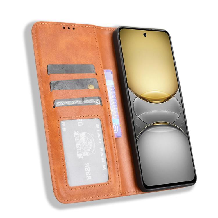 For Realme C75 4G Magnetic Buckle Retro Texture Leather Phone Case